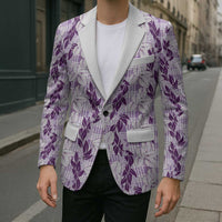 Hawaii Ti Leaf Maile Tuberose Lei Blazer With Hanalei Leaf Purple