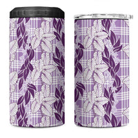 Hawaii Ti Leaf Maile Tuberose Lei 4 in 1 Can Cooler Tumbler With Hanalei Leaf Purple