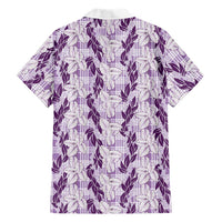 Hawaii Ti Leaf Maile Tuberose Lei Family Matching Mermaid Dress and Hawaiian Shirt With Hanalei Leaf Purple LT05 - Polynesian Pride