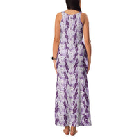 Hawaii Ti Leaf Maile Tuberose Lei Family Matching Tank Maxi Dress and Hawaiian Shirt With Hanalei Leaf Purple LT05 - Polynesian Pride