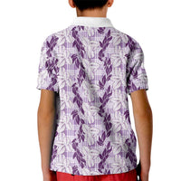 Hawaii Ti Leaf Maile Tuberose Lei Kid Polo Shirt With Hanalei Leaf Purple