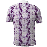 Hawaii Ti Leaf Maile Tuberose Lei Polo Shirt With Hanalei Leaf Purple