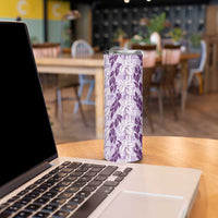 Hawaii Ti Leaf Maile Tuberose Lei Skinny Tumbler With Hanalei Leaf Purple