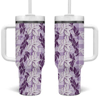 Hawaii Ti Leaf Maile Tuberose Lei Tumbler With Handle With Hanalei Leaf Purple