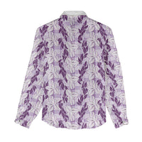 Hawaii Ti Leaf Maile Tuberose Lei Women Casual Shirt With Hanalei Leaf Purple