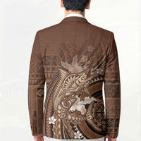 Samoa Tatau Marlin Blazer With Siapo Motifs Brown