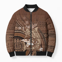Samoa Tatau Marlin Bomber Puffer Jacket With Siapo Motifs Brown
