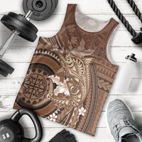 Samoa Tatau Marlin Men Tank Top With Siapo Motifs Brown
