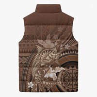 Samoa Tatau Marlin Sleeveless Puffer Jacket With Siapo Motifs Brown LT05 - Polynesian Pride