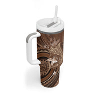 Samoa Tatau Marlin Tumbler With Handle With Siapo Motifs Brown