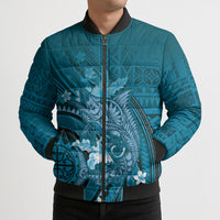 Samoa Tatau Marlin Bomber Puffer Jacket With Siapo Motifs Teal