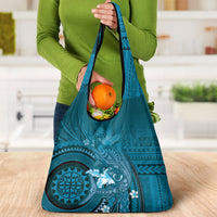 Samoa Tatau Marlin Grocery Bag With Siapo Motifs Teal