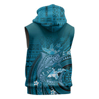 Samoa Tatau Marlin Sleeveless Hoodie With Siapo Motifs Teal