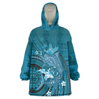 Samoa Tatau Marlin Wearable Blanket Hoodie With Siapo Motifs Teal