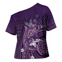 Samoa Tatau Marlin Cross Shoulder Shirt With Siapo Motifs Violet