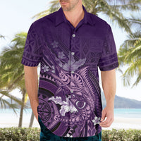Samoa Tatau Marlin Hawaiian Shirt With Siapo Motifs Violet