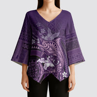 Samoa Tatau Marlin Kimono Sleeve Blouse With Siapo Motifs Violet