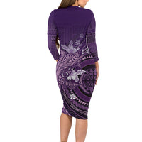 Samoa Tatau Marlin Long Sleeve Bodycon Dress With Siapo Motifs Violet