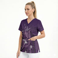Samoa Tatau Marlin Scrub Top With Siapo Motifs Violet