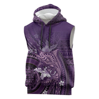 Samoa Tatau Marlin Sleeveless Hoodie With Siapo Motifs Violet