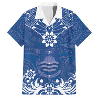 Wikin te Taetae ni Kiribati Family Matching Long Sleeve Bodycon Dress and Hawaiian Shirt Pacific Tapa Pattern LT05 Dad's Shirt - Short Sleeve Blue - Polynesian Pride