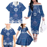 Wikin te Taetae ni Kiribati Family Matching Off The Shoulder Long Sleeve Dress and Hawaiian Shirt Pacific Tapa Pattern LT05 - Polynesian Pride
