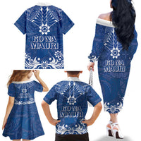 Wikin te Taetae ni Kiribati Family Matching Off The Shoulder Long Sleeve Dress and Hawaiian Shirt Pacific Tapa Pattern LT05 - Polynesian Pride