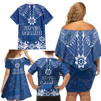Wikin te Taetae ni Kiribati Family Matching Off Shoulder Short Dress and Hawaiian Shirt Pacific Tapa Pattern LT05 - Polynesian Pride