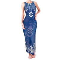 Wikin te Taetae ni Kiribati Family Matching Tank Maxi Dress and Hawaiian Shirt Pacific Tapa Pattern LT05 Mom's Dress Blue - Polynesian Pride
