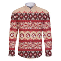 Tonga Language Week Family Matching Long Sleeve Bodycon Dress and Hawaiian Shirt Lea Faka-Tonga Everyday LT05 Dad's Shirt - Long Sleeve Beige - Polynesian Pride