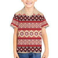 Tonga Language Week Family Matching Off Shoulder Maxi Dress and Hawaiian Shirt Lea Faka-Tonga Everyday LT05 Son's Shirt Beige - Polynesian Pride