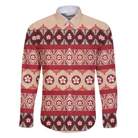 Tonga Language Week Family Matching Short Sleeve Bodycon Dress and Hawaiian Shirt Lea Faka-Tonga Everyday LT05 Dad's Shirt - Long Sleeve Beige - Polynesian Pride