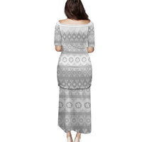 Tonga White Sunday Family Matching Puletasi and Hawaiian Shirt Tongan Ngatu Siale Pattern LT05 - Polynesian Pride