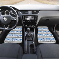 Samoa White Sunday Car Mats Samoan Tapa Blue Hibiscus - Polynesian Pride