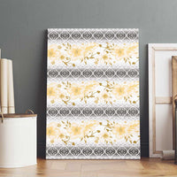Samoa White Sunday Canvas Wall Art Samoan Tapa Yellow Hibiscus - Polynesian Pride