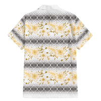 Samoa White Sunday Family Matching Mermaid Dress and Hawaiian Shirt Samoan Tapa Yellow Hibiscus LT05 - Polynesian Pride