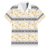 Samoa White Sunday Family Matching Summer Maxi Dress and Hawaiian Shirt Samoan Tapa Yellow Hibiscus LT05 Dad's Shirt - Short Sleeve Yellow - Polynesian Pride
