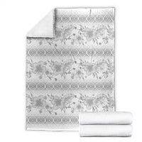Samoa White Sunday Blanket Samoan Tapa White Hibiscus - Polynesian Pride