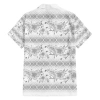 Samoa White Sunday Family Matching Long Sleeve Bodycon Dress and Hawaiian Shirt Samoan Tapa White Hibiscus LT05 - Polynesian Pride
