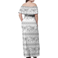 Samoa White Sunday Family Matching Off Shoulder Maxi Dress and Hawaiian Shirt Samoan Tapa White Hibiscus LT05 - Polynesian Pride
