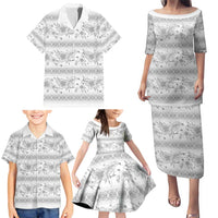 Samoa White Sunday Family Matching Puletasi and Hawaiian Shirt Samoan Tapa White Hibiscus LT05 - Polynesian Pride