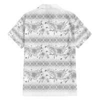 Samoa White Sunday Family Matching Short Sleeve Bodycon Dress and Hawaiian Shirt Samoan Tapa White Hibiscus LT05 - Polynesian Pride
