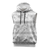 Samoa White Sunday Sleeveless Hoodie Samoan Tapa White Hibiscus - Polynesian Pride