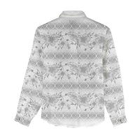 Samoa White Sunday Women Casual Shirt Samoan Tapa White Hibiscus - Polynesian Pride