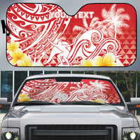 Personalised Tahiti Surfing Auto Sun Shade Polynesian Style LT05 Red - Polynesian Pride