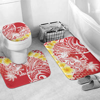 Personalised Tahiti Surfing Bathroom Set Polynesian Style LT05 Mat Set Only (3 pcs) One Size Red - Polynesian Pride