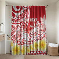Personalised Tahiti Surfing Bathroom Set Polynesian Style LT05 Shower Curtain Only Red - Polynesian Pride