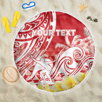 Personalised Tahiti Surfing Beach Blanket Polynesian Style LT05 One Size 150cm Red - Polynesian Pride