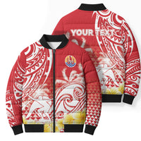 Personalised Tahiti Surfing Bomber Puffer Jacket Polynesian Style LT05 - Polynesian Pride