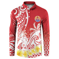 Personalised Tahiti Surfing Button Sweatshirt Polynesian Style LT05 Red - Polynesian Pride